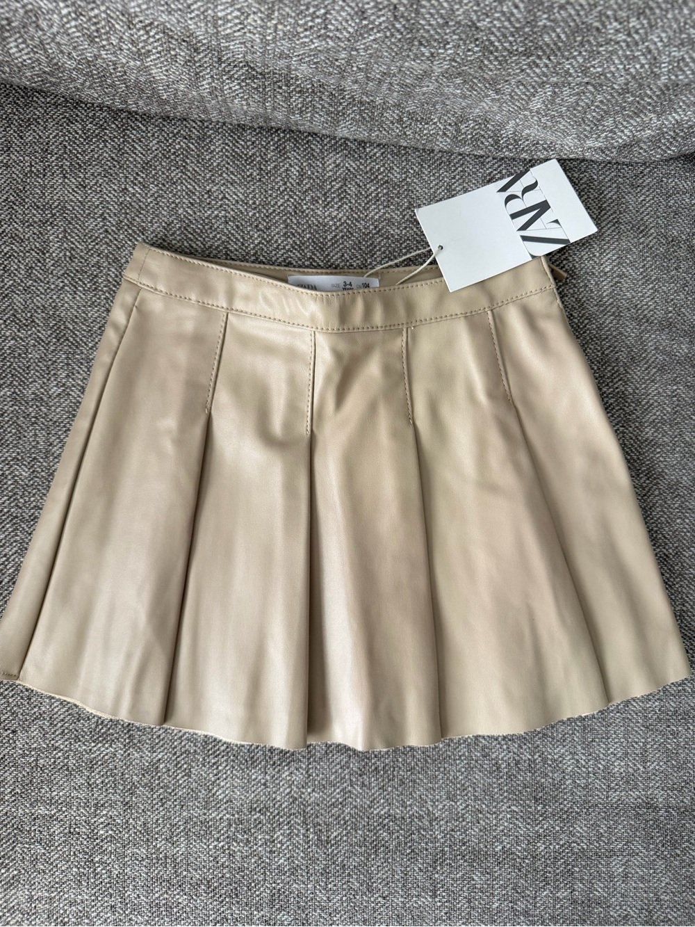 Zara Cream Faux Leather Circle Skirt